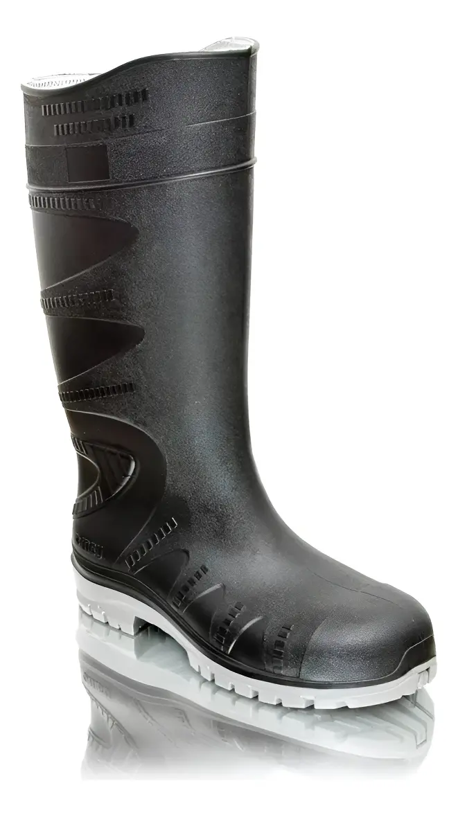 Bota Lluvia Pvc Ombu Seguridad Con Puntera De Acero Negra